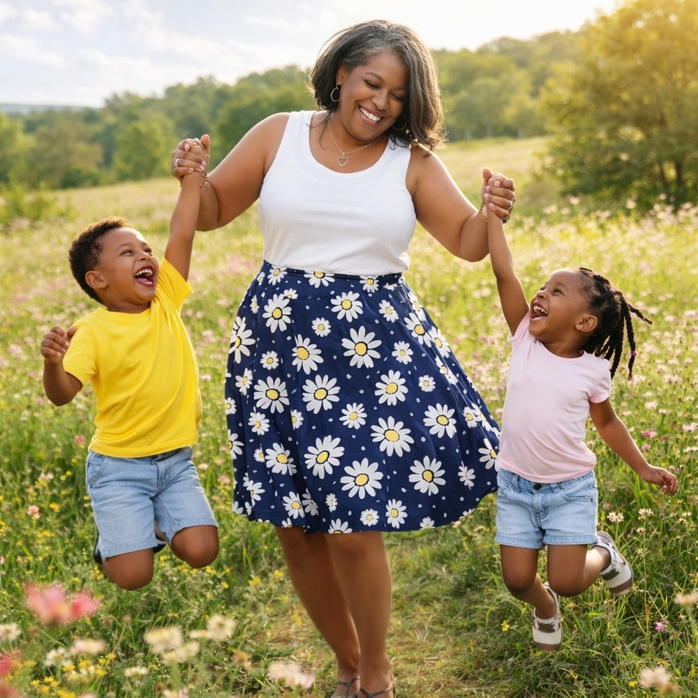 Floral Navy Skirt By DIVINE